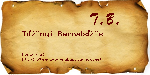 Tényi Barnabás névjegykártya